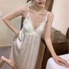 Pure Desire Summer Women Ice Silk Sleeveless Nightdress With Chest Padding For Home Sleepwear