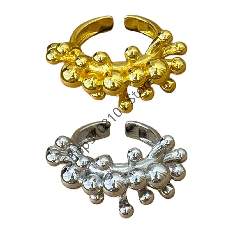 Vintage Metall Perlen Ball Offenen Ring Für Frauen Europäische Und Amerikanische Persönlichkeit Übertrieben Trend Finger Schmuck Geschenke