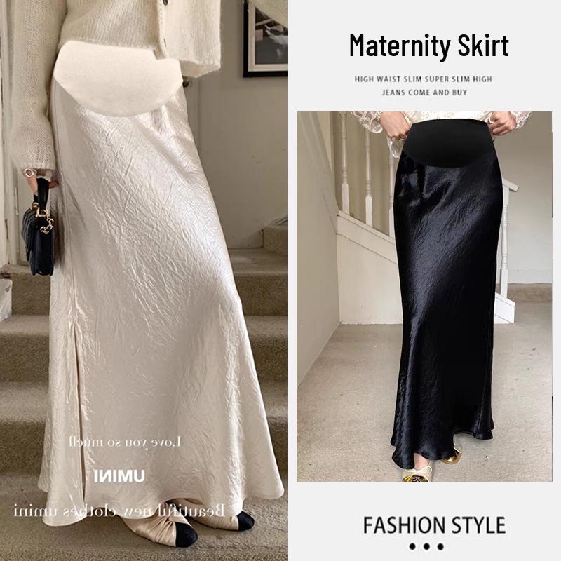 Maternity High-Waisted Satin Fishtail Skirt XL