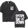 Camisetas Vintage Lavadas System of A Down Toxicity Camiseta Gráfica de Esqueleto Hombres Mujeres Rock Camisetas Alternativas Oversize