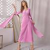 Stylish Ethnic V-neck Hand Sewing Drill Wrap Dress Fashionable Diamond Wrap Dress