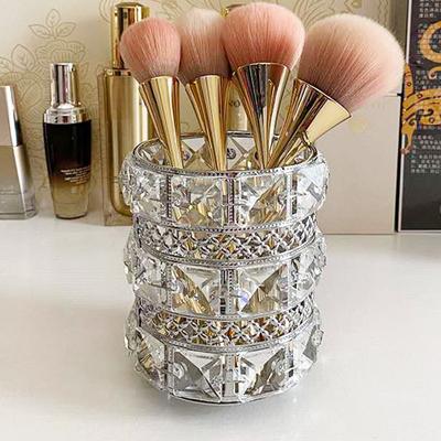 Caja de Almacenamiento para Brochas de Maquillaje Sala de Estar Dormitorio Escritorio Adornos de Lujo Ligero Brocha de Maquillaje Lápiz de Cejas Soporte para Bolígrafos de Cristal