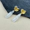 Natural Crystal Teardrop Drop Earrings Gold Plated Dangle Studs for Women Healing Stone Jewelry for Daily Wear