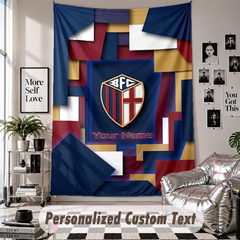Custom Tapestry Wall Hanging, Bologna FC Personalized Name Text Home Wall Decor
