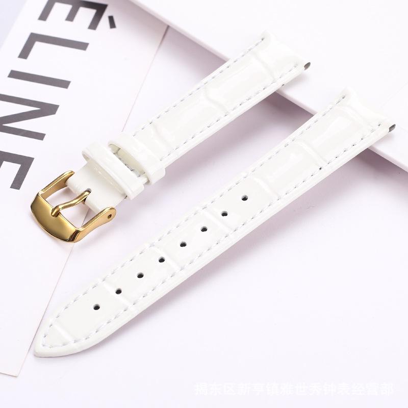 Red Bamboo Joint Pattern Genuine Leather Watch Strap, Unisex