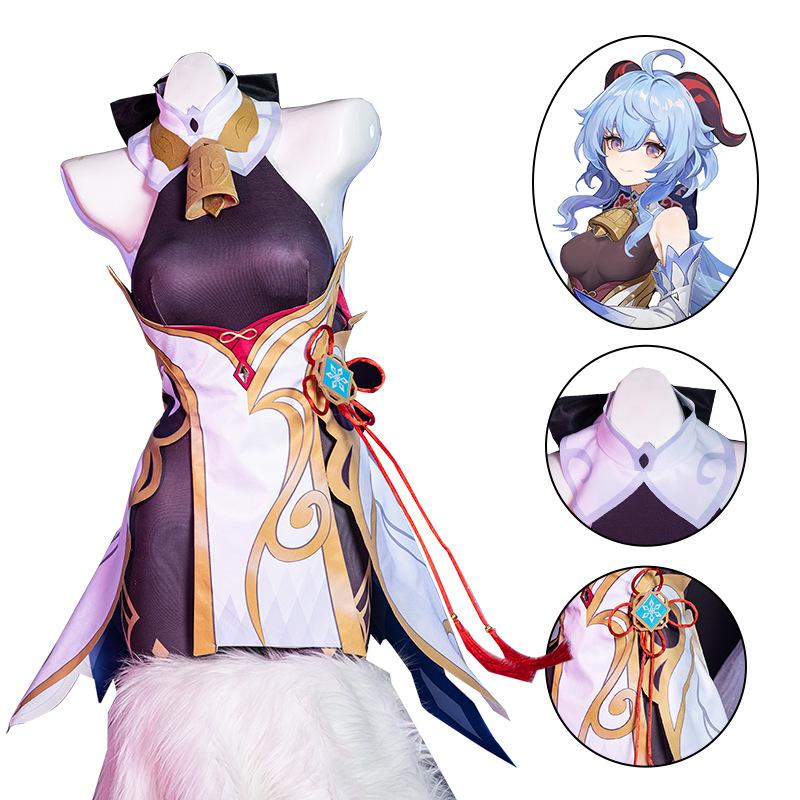 Hra Ganyu Cosplay Cosplay Kostým Ganyu Cosplay Kostýmy Jednotné kombinézy Top paruka Kompletní sada Ganyu Props