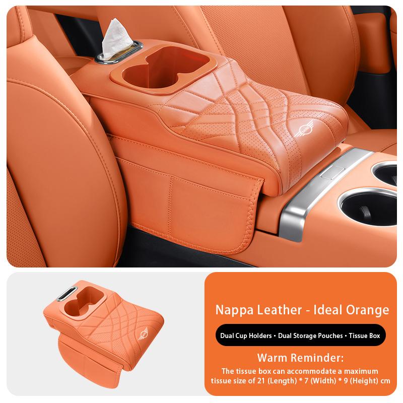 Car Center Console Armrest Cushion For MINI COOPER COUNTRYMAN Storage Bag 2 Cup Holder Tissue Bag Armrest Heightening Pad Cover
