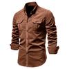 TrendHub New Single Breasted 100% Cotton Men's Shirt Business Casual Fashion Solid Color Corduroy Men Shirts Autumn Slim Shirt Men