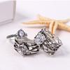 Decoration European and American Trendy Ring Set, Retro Hollow Diamond Ring Set of 3 Pieces