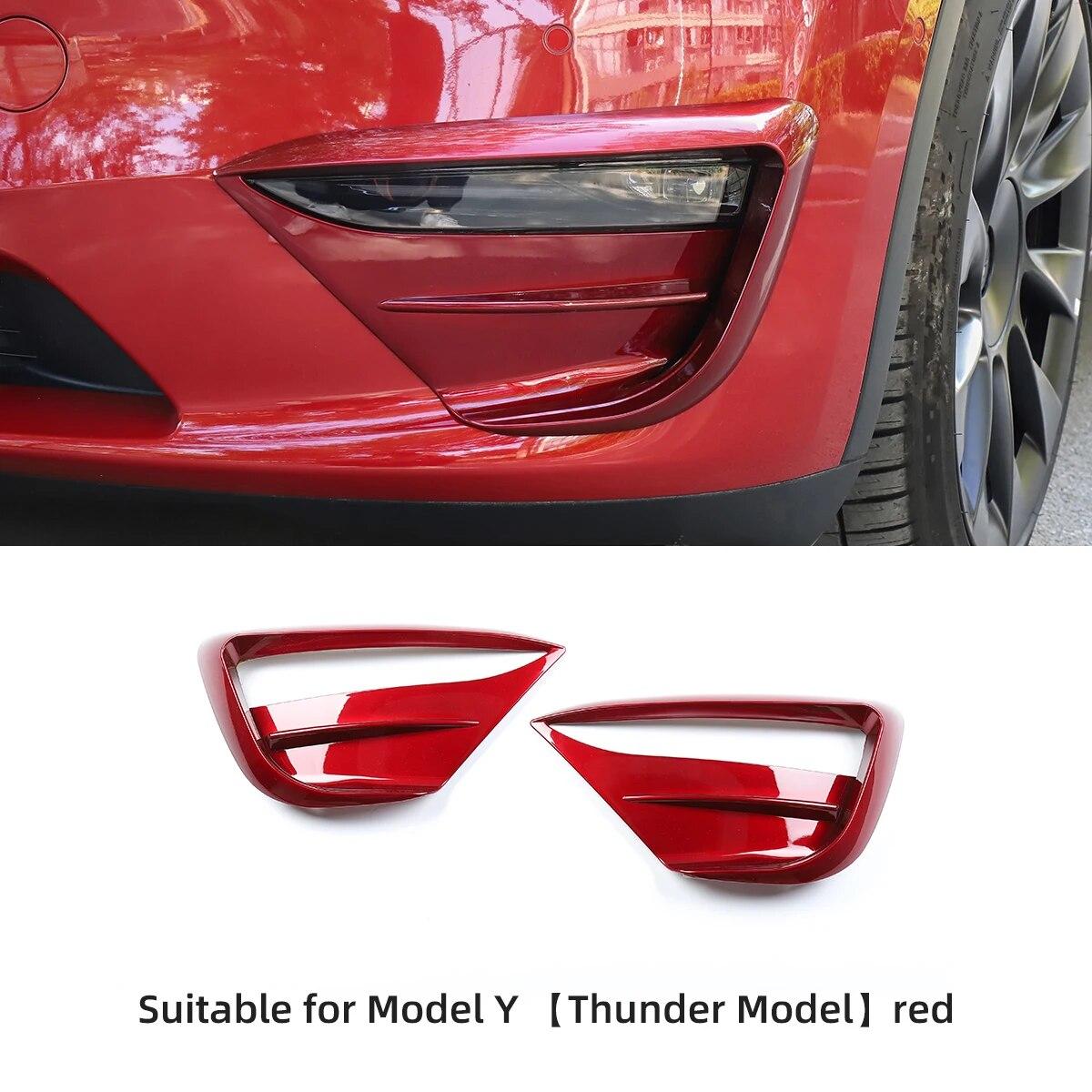 

Для Tesla Model 3 Y Car Thunder модифицированный воздушный нож декоративная наклейка ABS карбоновый защитный чехол автомобильный ветровой нож аксессуары MY-EX40LRED