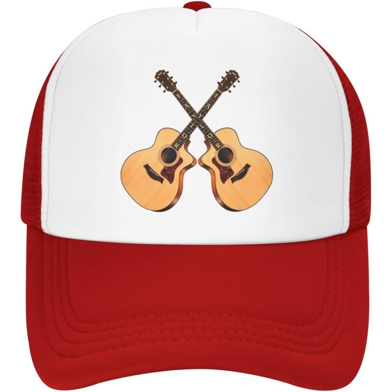 Acoustic Guitars Crossed Graphic Trucker Hat Unisex Adjustable Mesh Baseball Cap Casual XS(old)