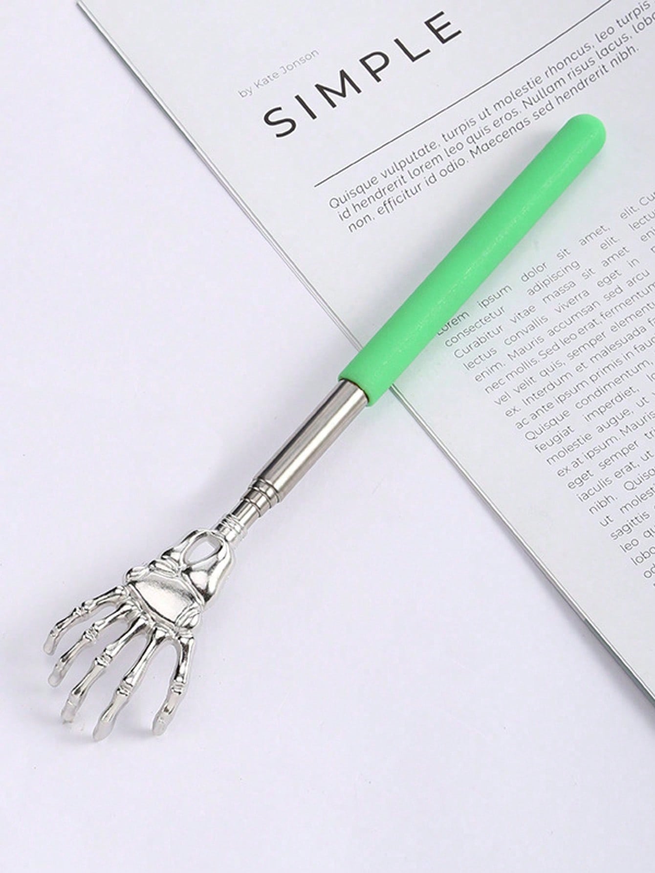 

1pcs Extendable Back Scratcher, Stainless Steel Portable Telescopic Rubber Handle Back Scratchers For Thanksgiving, Birthday, Christmas Gifts one-size зелений