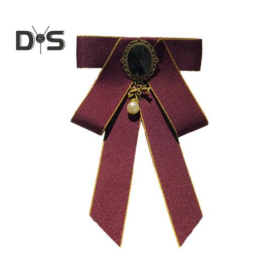 Women Bow Tie Shiny Rhinestone Pre-Tie Collar Tie Adjustable Neck Size Handmade Ribbon Shirts Uniforms Accessories