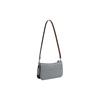 Coach Penn 21 Solid Color Embossed Letter Hardware Buckle Zipper Closure Cow Leather Armpit Bag Hand Shoulder Bag Small Size Women's Gray Blue