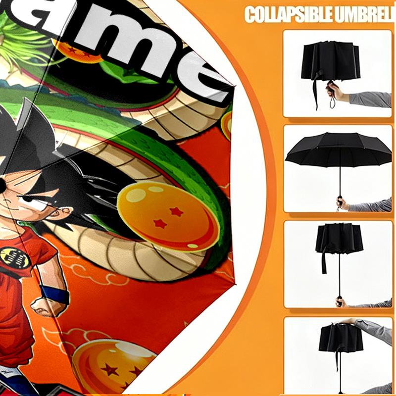 Custom Name Personalized Anime Print Umbrella, Auto Open Close, 8‑Rib Sturdy Frame, Commute Camping Hiking Use, Birthday Gift