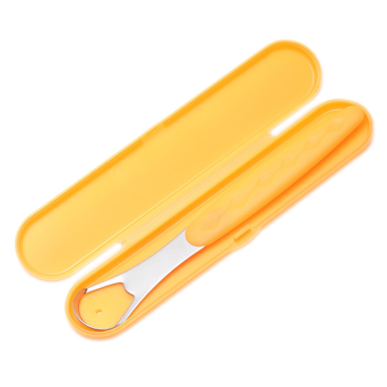 

Скребок для языка из нержавеющей стали, двусторонний изогнутый очиститель языка для взрослых и детей, улучшение оранжевый