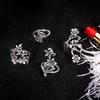 4-Piece Set of 925 Silver Vintage Stackable Floral Rings - Simple and Elegant Design for Women - Suitable for Everyday and Gift Occasions