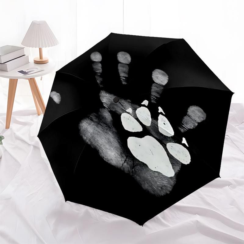 

Dog lovers Unique Handprint Design Automatic Opening/Closing Umbrella: Portable 3 Fold Design with 8 Bone Iron Frame Perfect Gift for Fans,