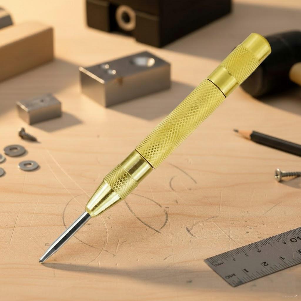 Automatic Center Punch Woodworking Metal Steel Hole Self Pin Mark Spring Loaded Dent Marker Hand Tool Carpenter