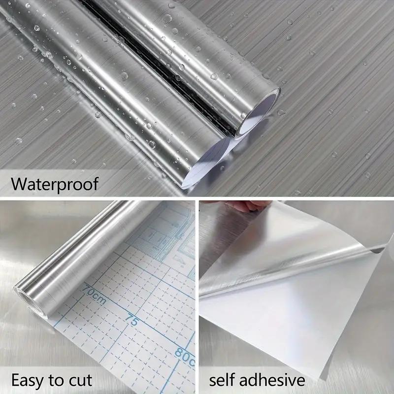 Stainless Steel Brushed Contact Paper, Peel And Stick Wallpaper, Self-Adhesive Removable Wall Decals For Refrigerator, Furniture