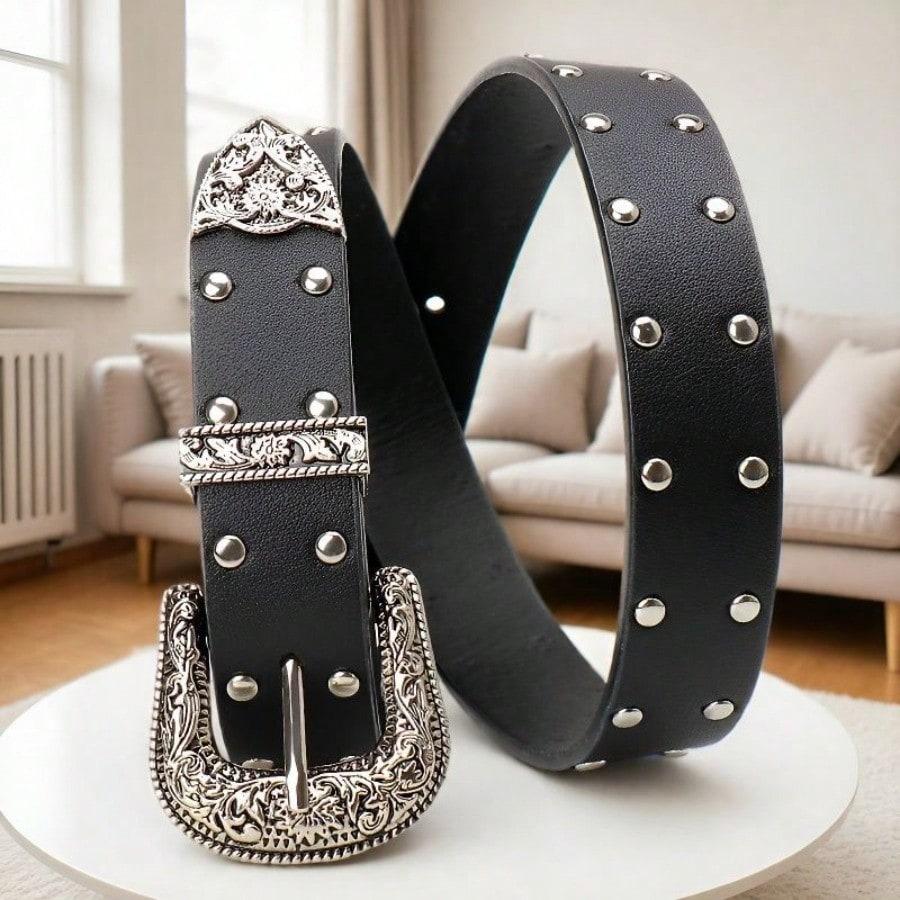 Vintage Carved Rivet Y2k Design, Niche American Style Belt and Pants Strap