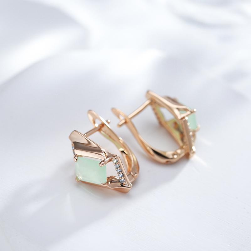 New Square Emerald Cut Zircon Drop Earrings For Women Luxury  Rose Gold Color Earrings Trend Wedding Fine Daily Jewelry