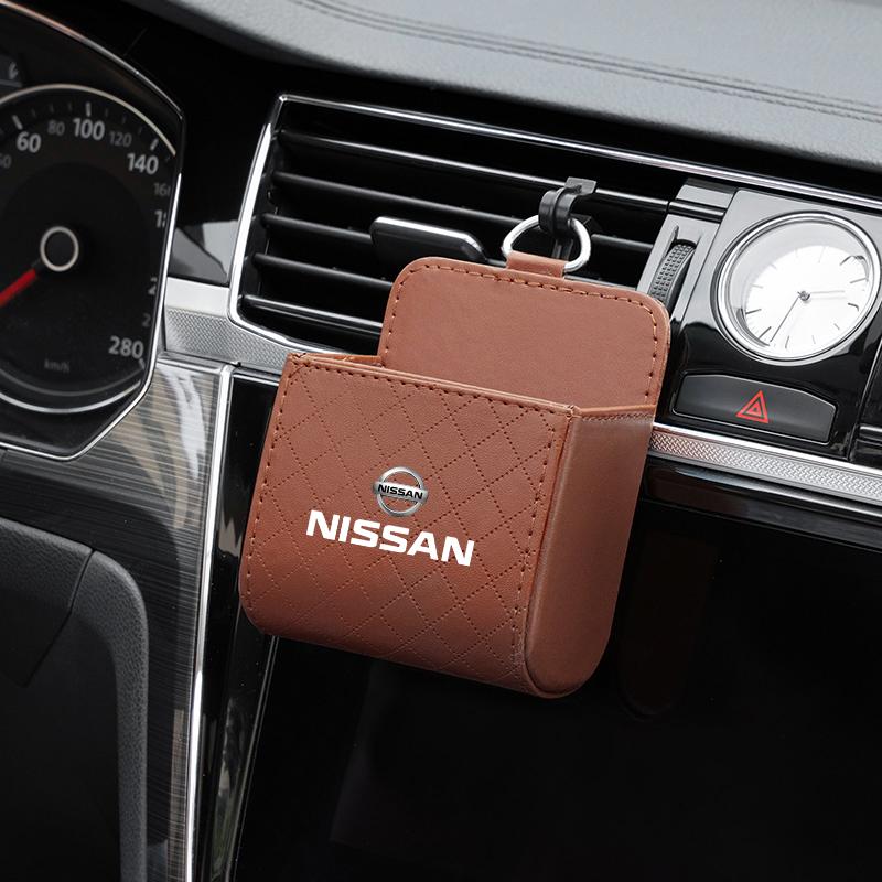 Car Interior Air Vent Storage Box Lipstick Card Sundries Bag For Nissan Sylphy N7 Teana Qashqai Note J10 J11 J31 Navara Juke GTR