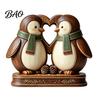Hand Polished Wood Decor Wooden Animal Ornament with Stable Base, Double Layer Carved Figurine, Rustic Crafts for Office Heart Shape Sculpture