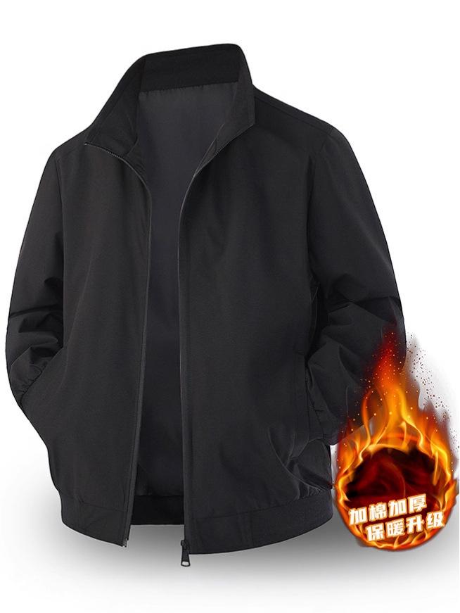 Men's Winter Cotton Jacket - Middle-Aged Stand Collar Fashion Coat for Dad