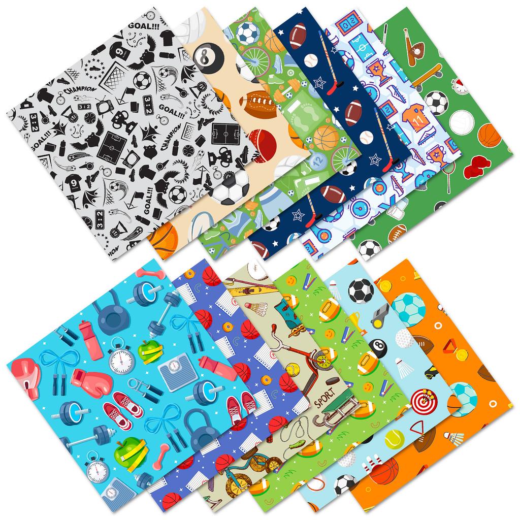 12 Sheets/Pack Sports Theme Background Decoration Non-Adhesive Backing Paper Hand Account Material Paper