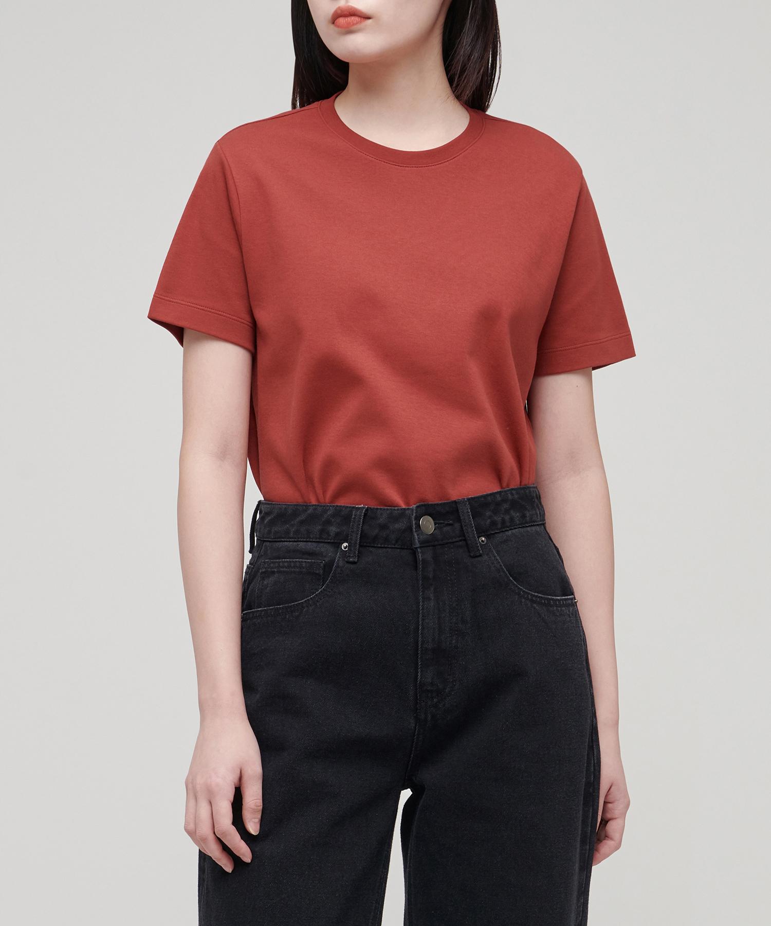 Musinsa Standard Woman Women S Basic Crew Neck T-Shirt [Brick Red] Brick Red/S