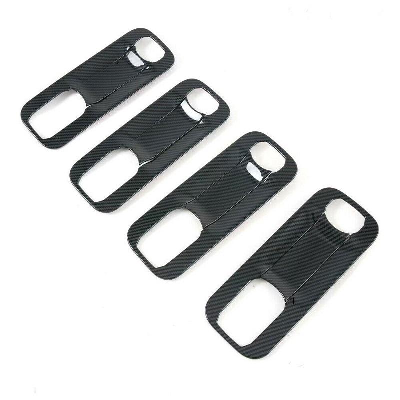 For Ford F150 F-150 2015- 8Pcs Carbon Fiber Black Door Handle Bowl Cover Exterior Decor Protector Auto Accessories
