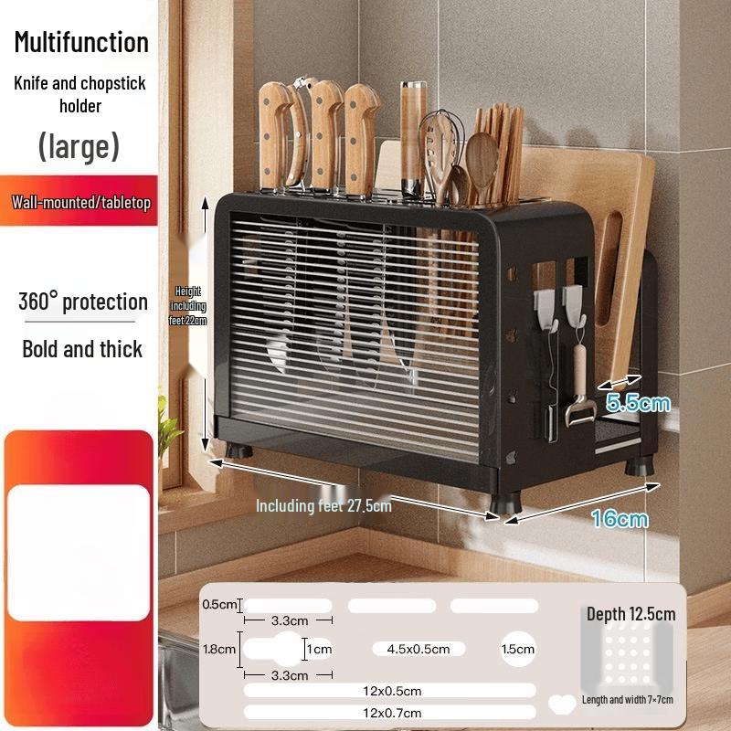 Kitchen Multifunctional Knife Rack & Storage Shelf