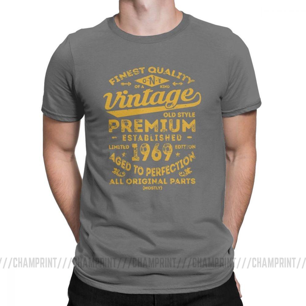Vintage 1969 Birthday Gift Idea 50 Years Old 50th Birthday Gift TShirt for Male Oneck Cotton T Shirt Funny Clothing Plus Size