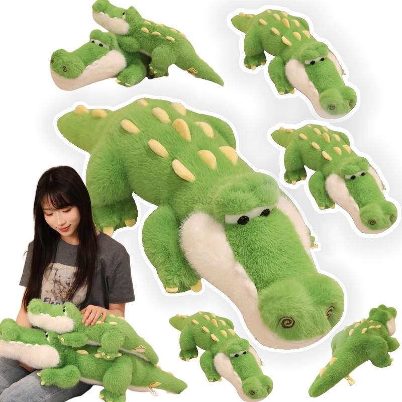 Prone Green Crocodile Animals Plush Toys Simulation Kawaii Cartoon Soft Dolls Throw Pillow Birthday Valentine's Day Gifts