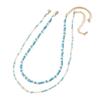 Versatile Sky Blue Bead Necklace: Small & Large Beads for a Fashionable European & American Resort Casual Look.