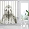 Cartoon Animals Cat Bird Giraffe Shower Curtains Bathroom Curtains Waterproof Polyester Bath Screen Curtain with 12 Hooks