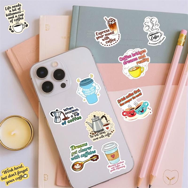 56PCS Animal Coffee PVC Sticky Sticker Aesthetic DIY Colored Decoration Scrapbooking Hand Accounting Supplies for Kids