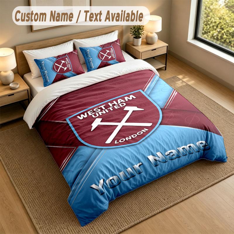 Bedding Set 1 Duvet Cover 2 Pillowcases West Ham United FC Print Soft Bed Linen Bedroom Decor