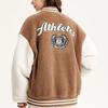 Anta Lifestyle Series Letter Print Color Block Single Breasted Lamb Fleece Thick Jacket Unisex Jacket Mocha 952348706-1