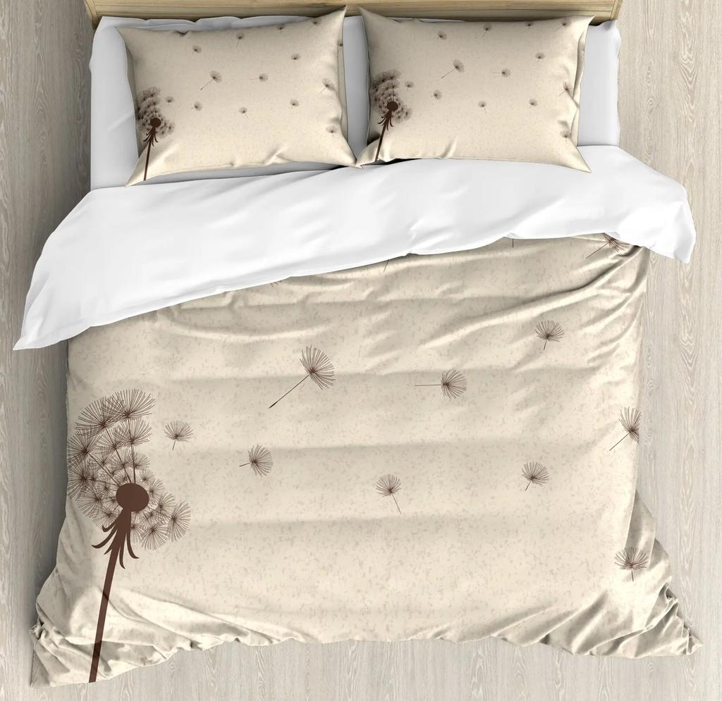 Art Soft with Soft Fabric Duvet Cover Dpluselion Flower Arangement Petals Doves Flying Silhouetes Fantasy Bloms Decorative Beding Turquoise Brown