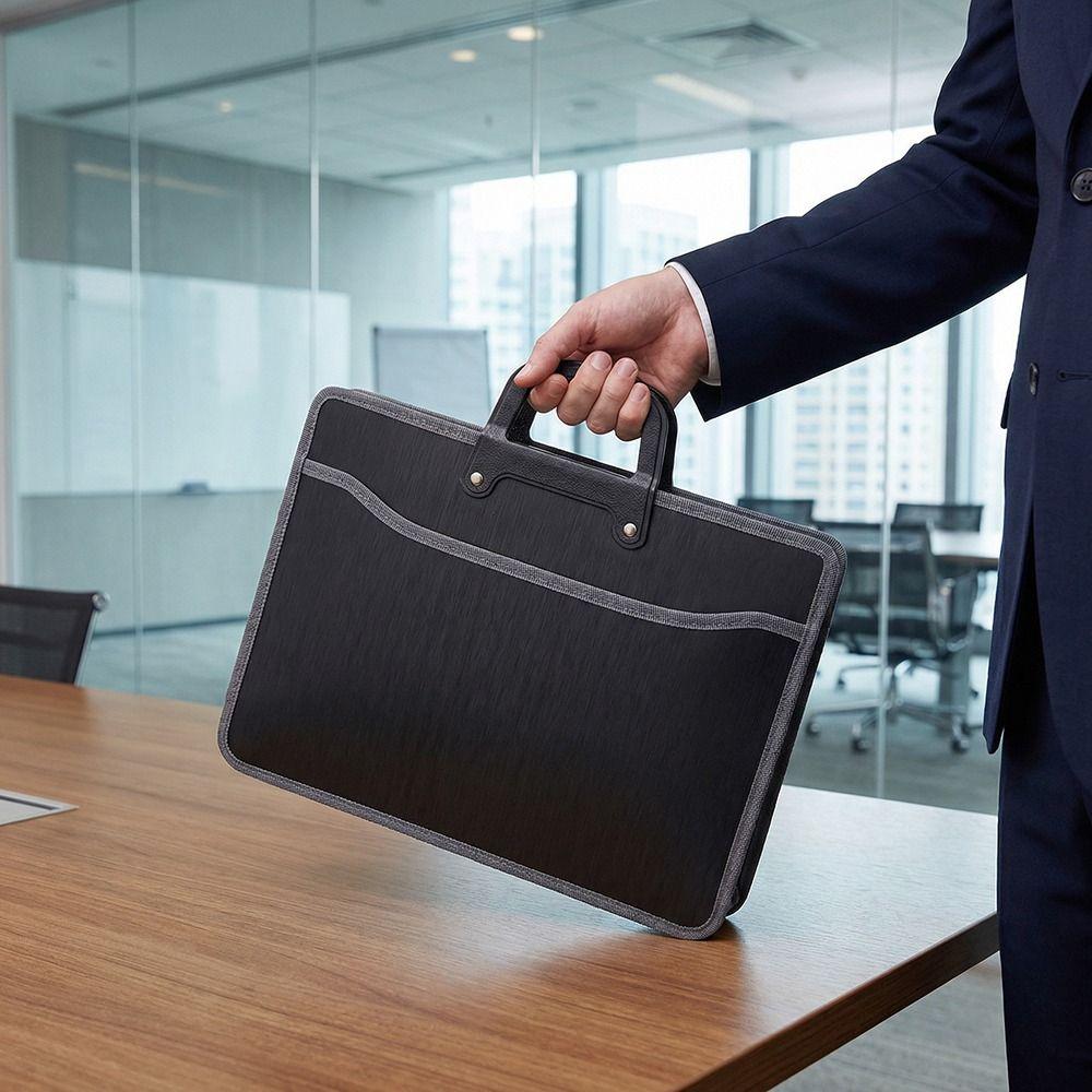 Waterproof Office Briefcase Large Capacity Business Tote Bag Thickened Portable File Bag  Car Side