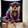 Neon Tribal Otter Artwork Patterned Tapestry Decorative Wall Hanging, Home Bedroom Living Room Decor
