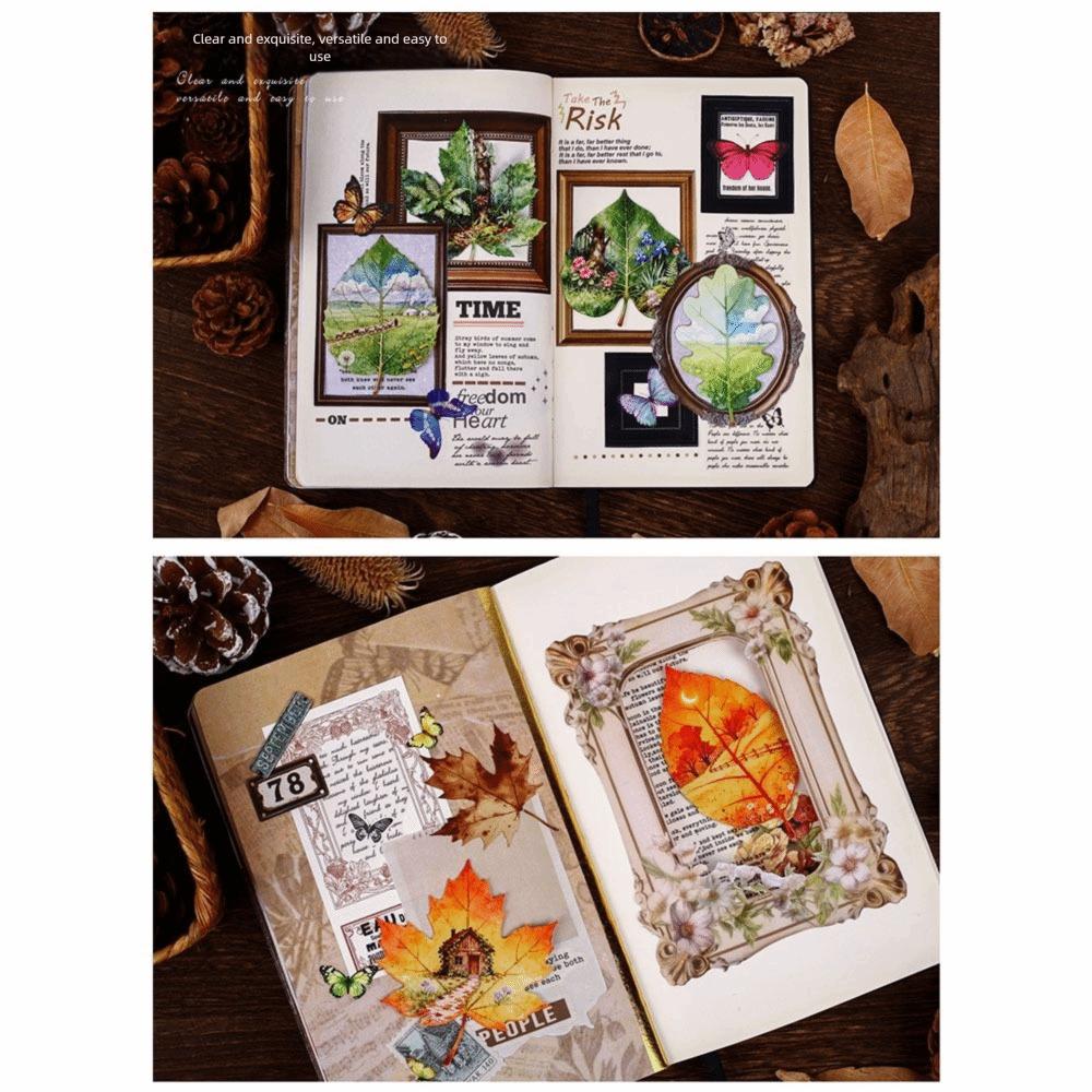 8pcs/Set Observing Leaves Leaves Stickers Adhesive Decorative Sticker Scrapbooking Diary Planner