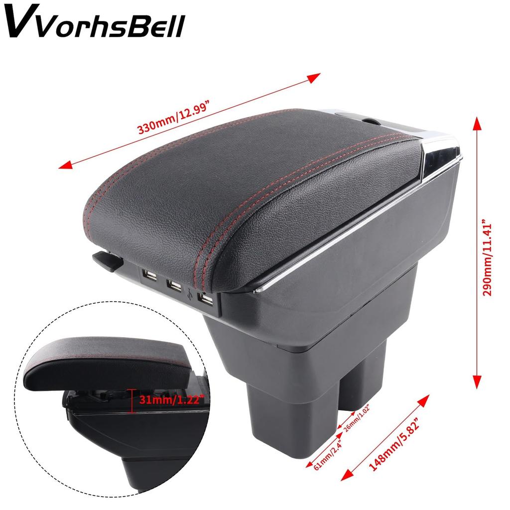 VVORHSBELL Car Armrest Console Box for Jimny Includes Drink Power Storage Easy Fall Rear Seat Compatible (4th Generation, JB64, JB74, JB64W, JB74W)
