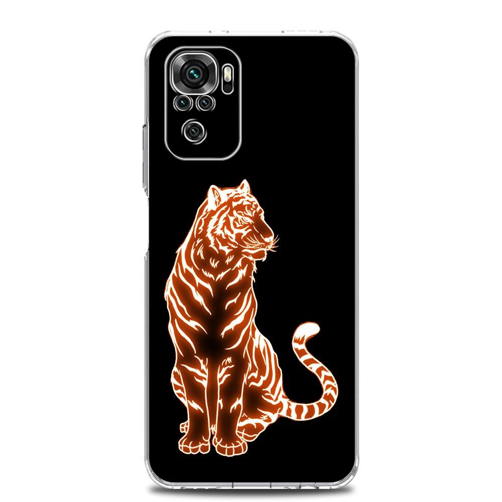 New Square Clear Soft Phone Case For Xiaomi Redmi Note 12 11 9S 9 8 10 Pro+ 7 8T 9C 9A 8A K40 Gaming Cover Tiger neon Leopard