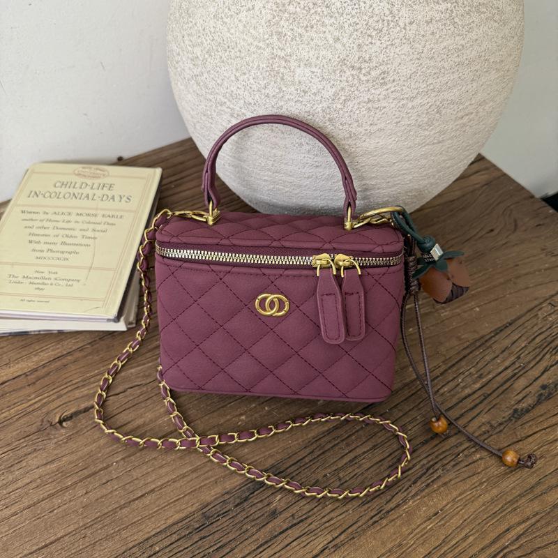 Damen 2025 Trendige Handtasche mit Rautenmuster und Kette - Vielseitige Box-Tasche zum Tragen über der Schulter oder als Crossbody