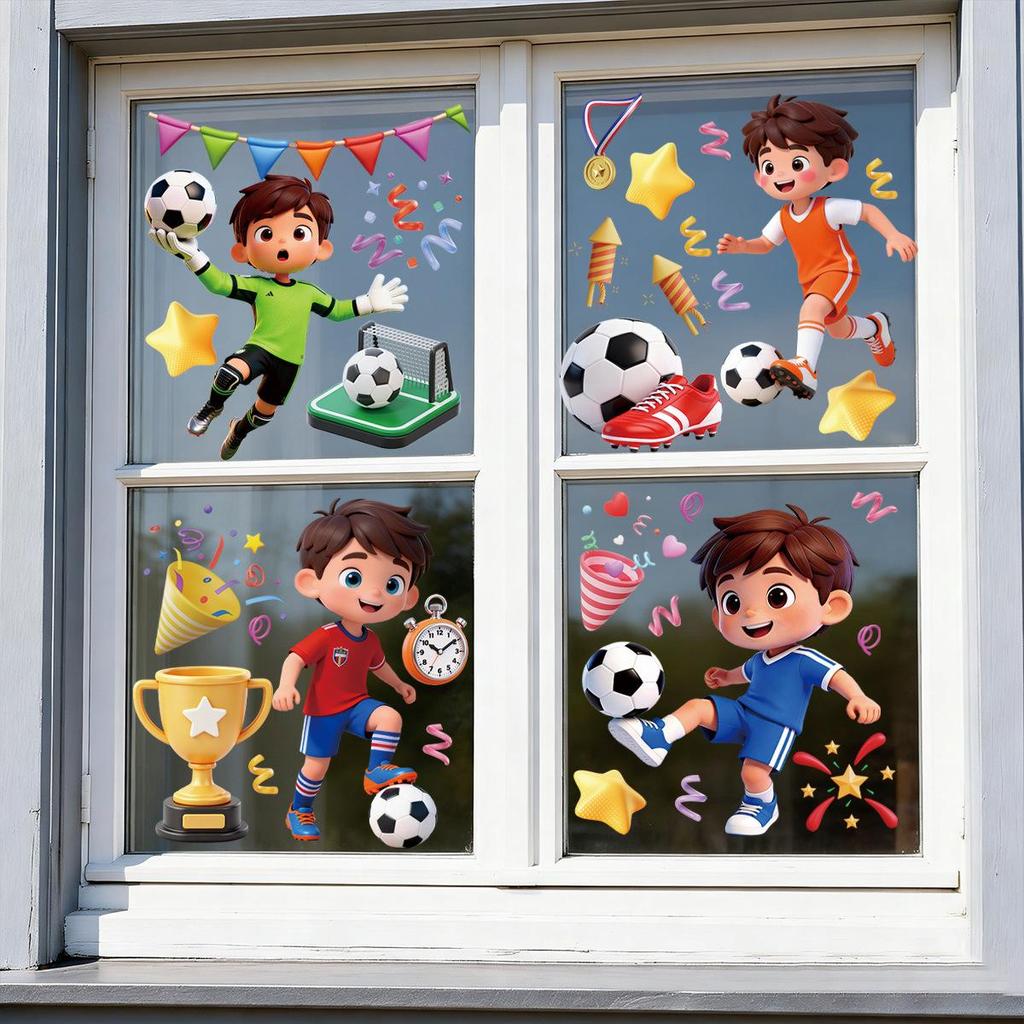 2026 World Cup Kids' Football Cartoon Decorative Stickers for Walls and Glass (USA, Canada, Mexico)