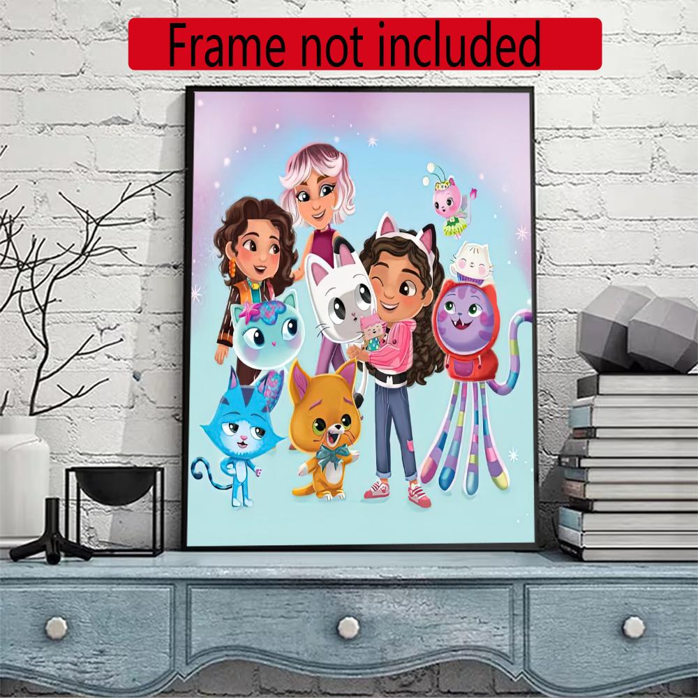 Cartoon Cute Gabbys Style 5D Diamond Painting Round Diamond Rhinestones Mosaic Diamond Embroidery Wall Paintings Rhinestones Gift Frameless