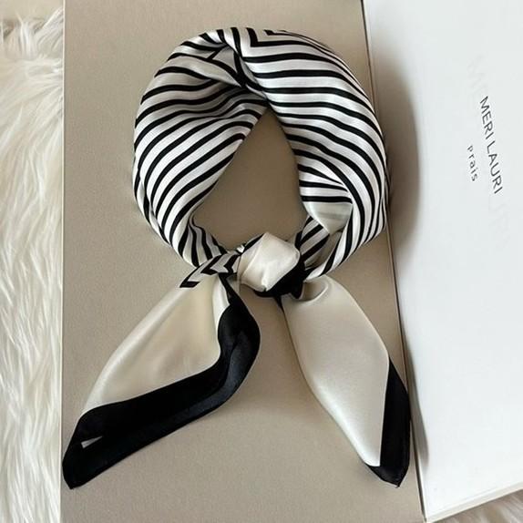 Hangzhou silk 111 mulberry silk scarf Nordic simple striped silk scarf women's 71cm square scarf scarf shawl